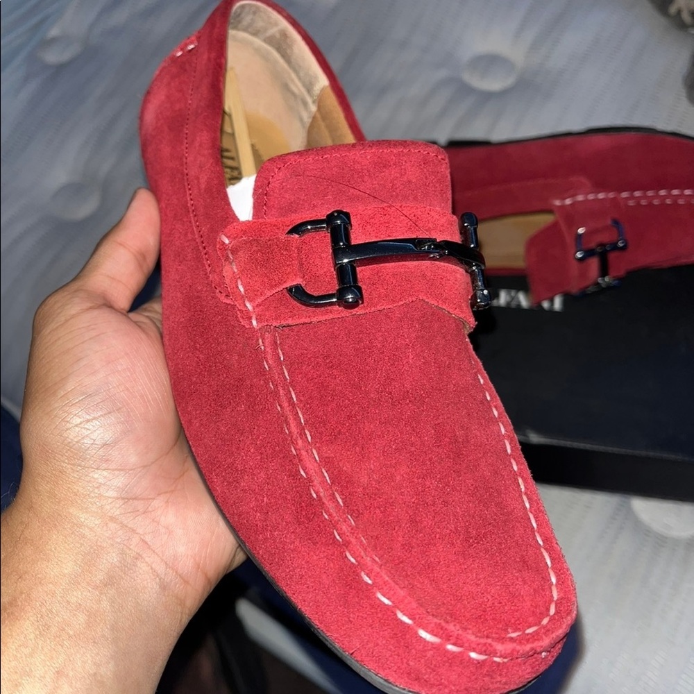 Alfani James Red Suede Dress Shoes Sz 7.5M